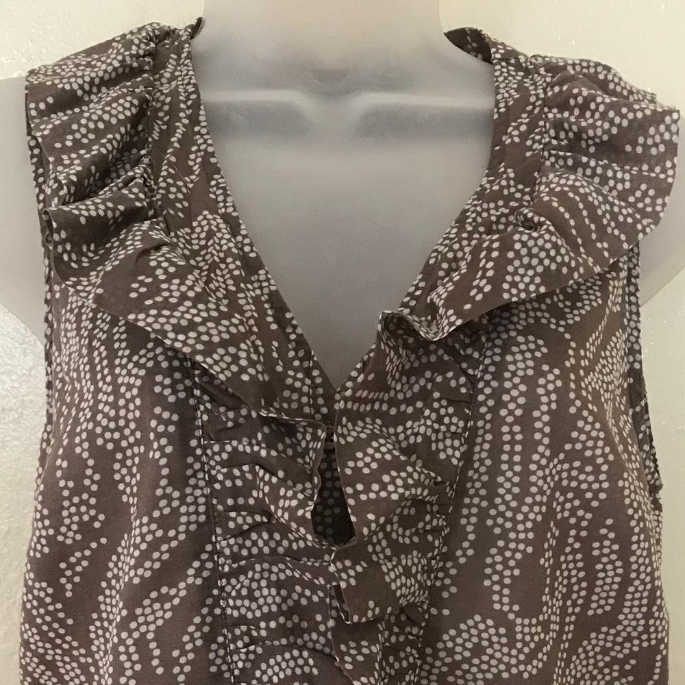 Ann Taylor Petite Cotton Ruffle Button Down 10P